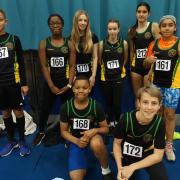 Huntingdonshire Athletics Club U13s and U15s at the Cambridgeshire County Sportshall Championships held at Cambridge.