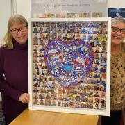 A collage recognising staff and volunteers at the Eaton Socon Vaccination Centre has been loaned to St Neots Museum.