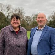 Cllr Doug Dew with the leader of HDC, Cllr Sarah Conboy, following his decision to join the Liberal Democrats.