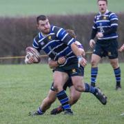 Chris Williams looks for an offload during St Ives Rugby Club's terrific 25-14 victory on Saturday (January 7).