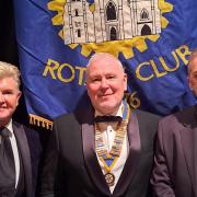 From L to R: Comedian Martin Gold, Rotary Club president Steve McCallion and ex-England footballer Gary Mabbutt at the Rotary sportsman's night.