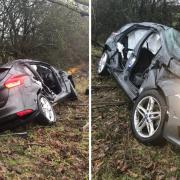 Cambridgeshire Police were called to reports of a road traffic collision in which a car had collided with the central reservation and left the road.