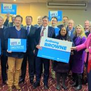 Anthony Browne celebrates with local party members after his selection