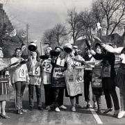 The Fen Drayton Playgroup pancake race which took place on  March 3, 1984..