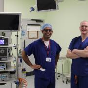 Consultant Surgeon at Hinchingbrooke Hospital, Adrian Harris (left), was among only six nominees shortlisted for the coveted Silver Scalpel Award. Pictured with Senior Registrar Jason George.