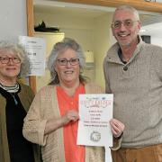 (From L to R) Cambs Therapy Centre receptionist Belinda Huckle, volunteer Anna Dutton, and manager of the MS centre Keith Lucas at GeAnnas cafe.