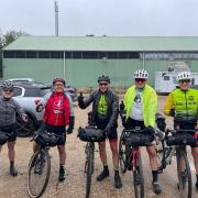 St Ives Cycling Club members Keith Maddocks, Nick Conway, Andy Wilson, Alan Humes and Alan Moules prepare to cycle on the Rebellion Way.