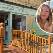 The decking and disability ramp has been a part of The Willows Cafe since January 2021, but both are now at risk of removal. Inset: Owner Claire Hardwick-Lane and her daughter Megan Hardwick.