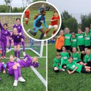 11 primary schools, including Crosshall Junior School in St Neots (L) and Warboys Primary Academy (R), played in the World Cup Football Festival.