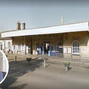 David Landon Cole (Inset) used the money from a tax rebate to place an advert in the newspaper to try and keep Huntingdon and St Neots railway station ticket offices open.