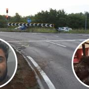 Drink driver Asadul Karim, 31, has been jailed for 12 years for causing a fatal crash at the Spitalls Interchange roundabout, near Huntingdon. Inset right is the victim, Mark Rulman.
