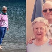 Hilary Holmes (L) is walking 1,200 miles in one year to raise money for the Sue Ryder Hospice and in memory of her parents, David and Rosemary Sharman (R).