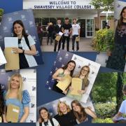 Swavesey Village College students with their GCSE results.