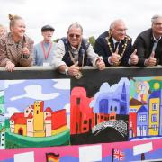 The mayor of Godmanchester, Cllr Alan Hooker, and the mayor of Huntingdon, Cllr Phil Pearce, joined civic representatives from twinning towns in Europe to celebrate the event and murals.
