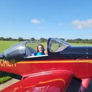 Mel getting ready for her fundraising flight.