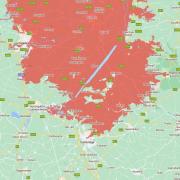 A map produced by Climate Central has highlighted in red the areas in Cambridgeshire that it predicts will fall below the annual flood level by 2030.