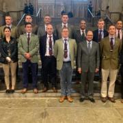 MP Shailesh Vara  (front row, second from left)  and Lt Col Mayes (front row, third from left), with members of the 42 Engineer Regiment in Parliament.