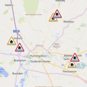 Three red flood warnings have been issued in Huntingdonshire today (Saturday, October 21) in the aftermath of Storm Babet.
