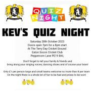The Quiz Night takes place on October 28 at the club.
