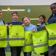 Pupils with their new kit bags.