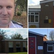 Cambs Fire & Rescue Service area commander Stuart Smith and the three fire stations that may close by 2025: Sutton, Manea and Kimbolton