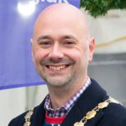 Mayor of St Neots, Councillor Rob Simonis, at the town's Christmas lights switch-on.