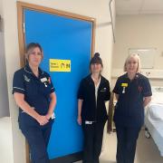 New blue doors have been fitted at Hinchingbrooke Hospital thanks to a donation