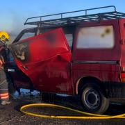 A van caught fire in the Huntingdonshire village of Houghton on January 18.
