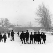 Frozen river in St Neots in 1891.