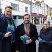 Paul Sweeney, Nik Johnson and Simone Taylor in St Neots High Street.