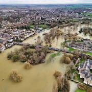 Image shows the flooding at St Neots.