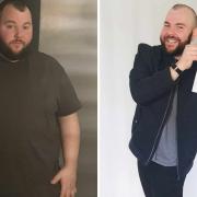 St Ives slimmer Jack Hampson (pictured with his Greatest Loser 2024 award) before and after losing weight.