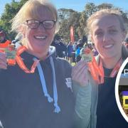 Hayley Lawrence, and her daughter Megan, are running the Manchester Marathon to raise funds for the Royal Papworth Charity. Here, they are holding their medals from the Cambridge Town and Gown 10K.