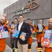 Staff at Magpas receiving their Easter eggs.