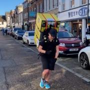 Laura Bird, from St Ives, has been training for the London Marathon with the fridge on her back.
