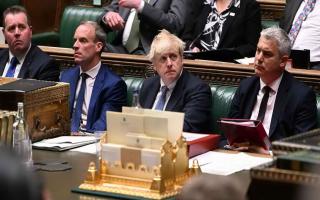 House of Commons on Wednesday with MP Steve Barclay to the left of the prime minister