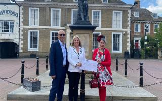 From left: Shane Mellor, vice president of BMRA, Susie Burrage, president, and Lucy Acred, community fundraiser Cambridgeshire & Huntingdon, Royal British Legion.