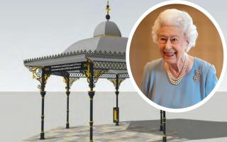Plans to erect a bandstand in commemoration of Her late Majesty the Queen's (inset) Platinum Jubilee in St Ives have been granted.