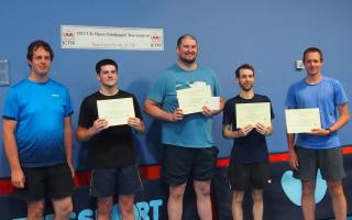 From L to R: Marek Zaskodny (Czech Republic), Ethan Walsh (Stevenage), Chris Doran (Kettering), Bryan Aiglemont (London and France) and Ian Johnston (St Neots) have all qualified for the Ping Pong World Cup.