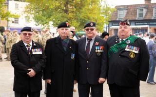 Service veterans on St Neots Market Square on Sunday.