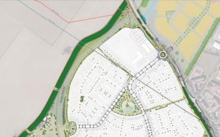 Planned layout of where 1,000 homes on the edge of Huntingdon could be built. Image taken from planning document.
