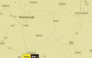 A yellow weather warning is in place for Cambridgeshire.