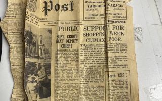 The front page from a 1949 edition of The Hunts Post.